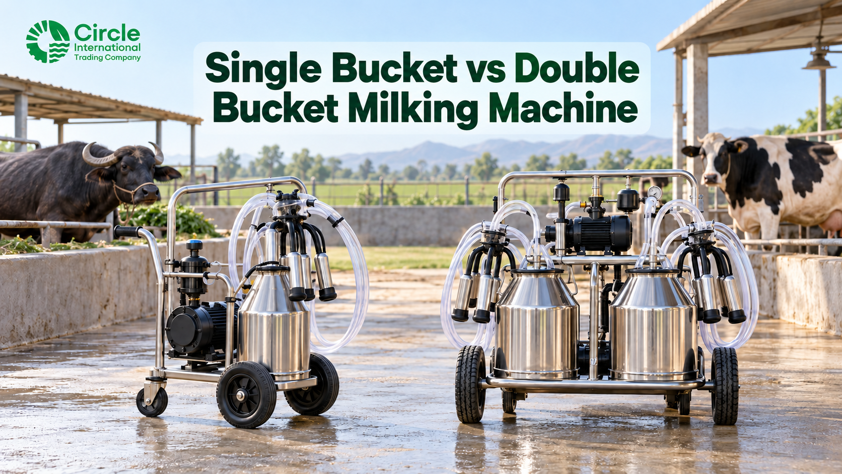 Single bucket and double bucket milking machines for dairy farms in Pakistan